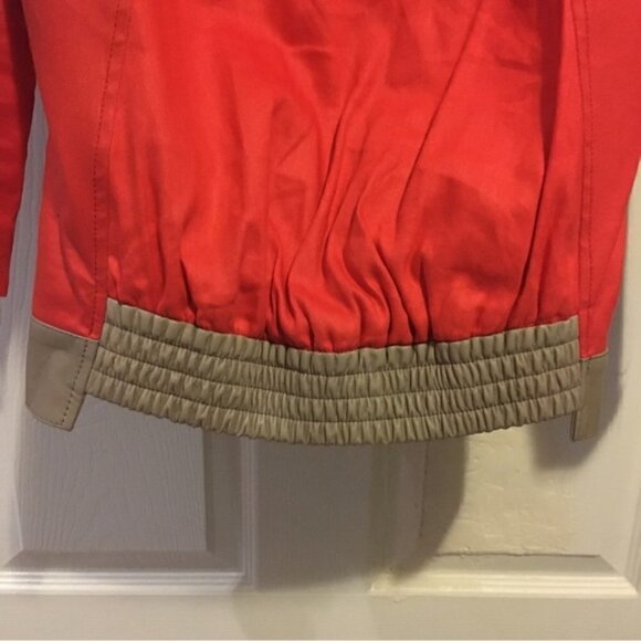 helmut Lang Red Tan Lambskin Linen-twill Bomber - Picture 7 of 11